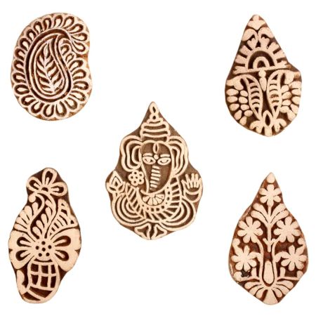 Set of 5 Piece New Mix Wooden Printing Block